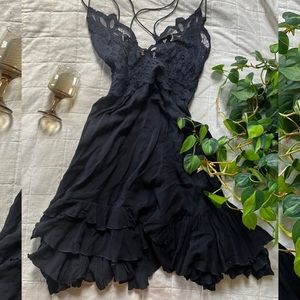 SOLD soft fairy goth black free people lace dress